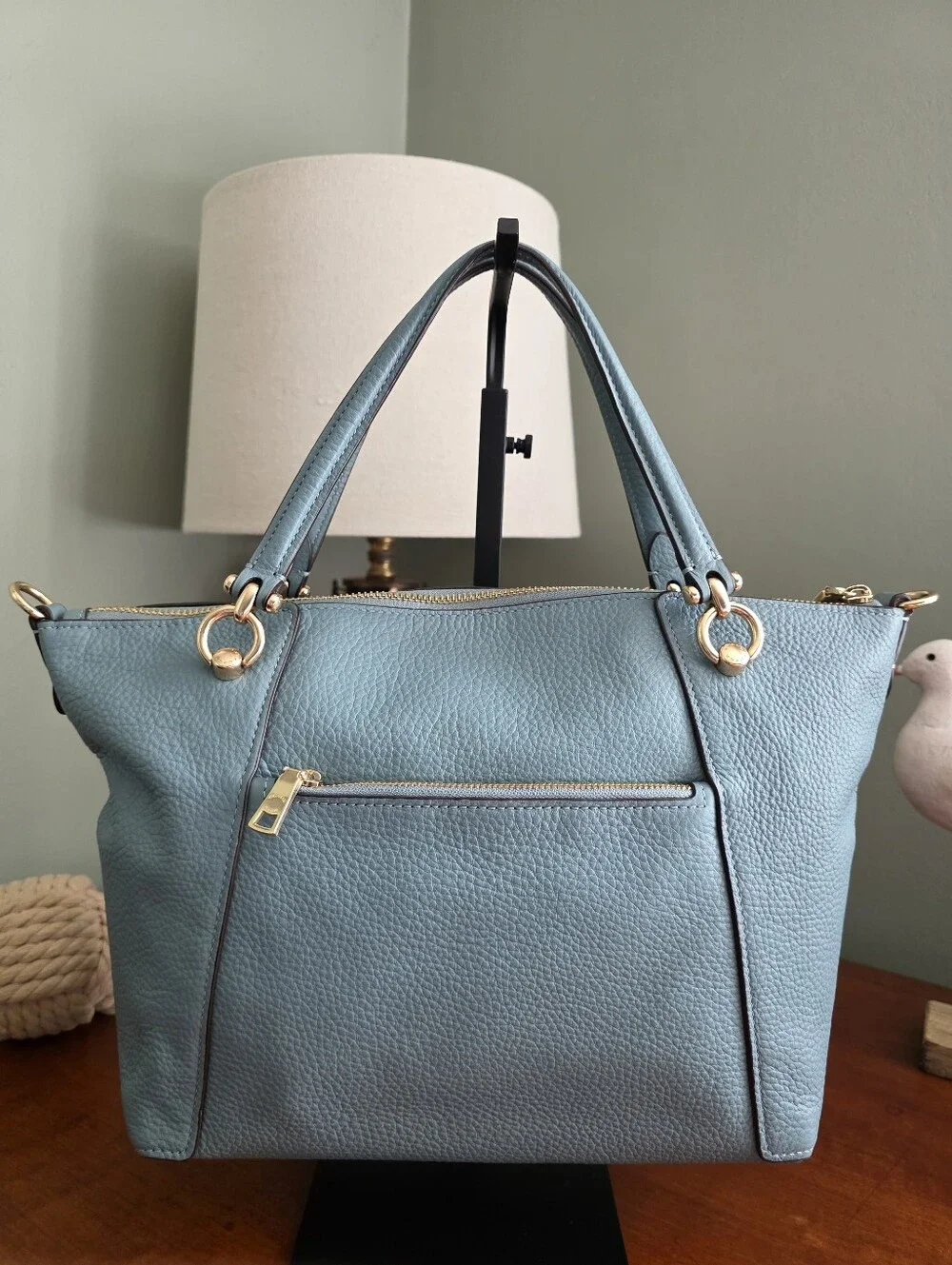 Coach C6229 Kasey Satchel Sky Blue Pebbled Leather Crossbody Bag
